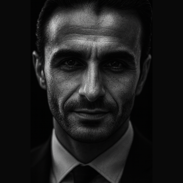 Foto in bianco e nero dell'autore di libri Luca Nuvole